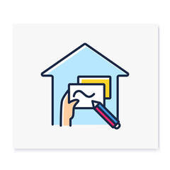  Flexible schedule color line icon. Creating lesson program. Home education concept. Distant remote teaching and homeschooling. Isolated vector illustration