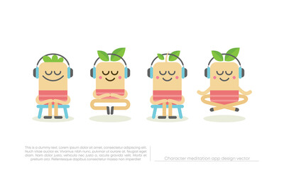 Set Character meditation design vector for apps.