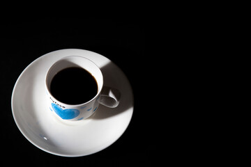 My love tea mug isolated on a black background