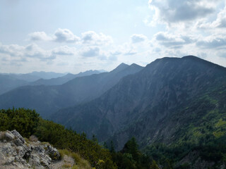 Mountain hiking tour to Schildenstein mountain, Bavaria, Germany