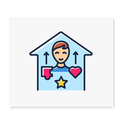 Real-life skills color line icon .Child develop talents. Home education concept. Distant remote teaching and homeschooling. Isolated vector illustration