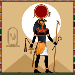 Religion of Ancient Egypt. 
Ra is the ancient Egyptian God of the sun. Ra in the solar bark.
