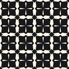 Simple vector black and white geometric seamless pattern. Abstract  texture with crosses, diamonds, grid, lattice. Monochrome ornamental background. Repeat design for tileable print, fabric, textile