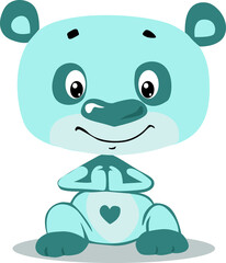 Cute Turquoise Blu Teddy  Bear Cartoon Character - Vector illustration