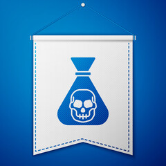 Blue Pirate coin icon isolated on blue background. White pennant template. Vector.