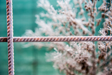 rete di metallo ghiacciata - inverno
