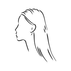 Beautiful Girl Face Silhouette, Vector illustration. girl profile vector sketch illustration