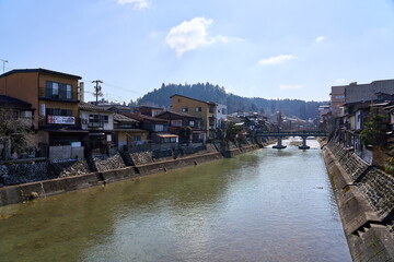 Obraz premium landscape with river and houses