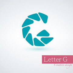 Design round logo element. Shape letter G logo. Triangles G . Stock vector illustration isolated on white background