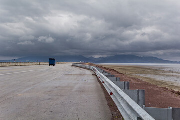 Iranian road across a lake
