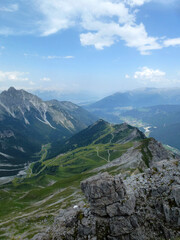 Fototapeta premium Stubai high-altitude hiking trail, lap 1 in Tyrol, Austria