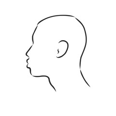 Outline side profile of a human male head. male profile vector sketch illustration