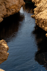 Desert mountains great crack with water, Ras Mohammad, Egypt