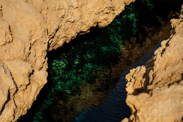 Desert mountains great crack with water, Ras Mohammad, Egypt