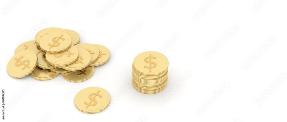 Aufkleber a stack of gold coins and silver coins represents the profit and strategy of the business operation 