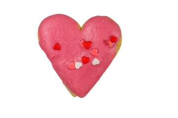 Heart shaped cookie isolated on white background