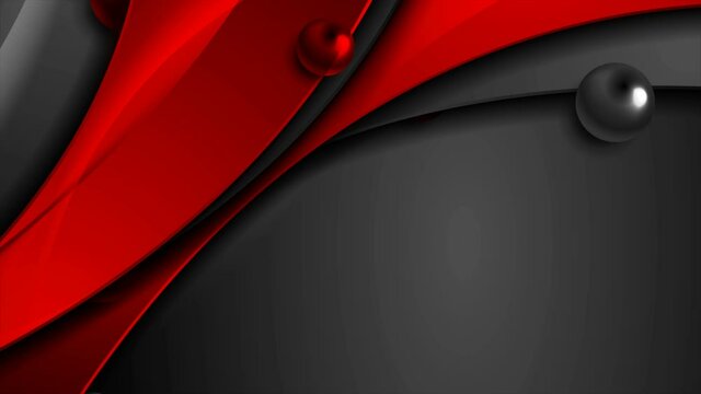 Bright red and black abstract tech wavy motion design with 3d glossy circles. Geometric futuristic corporate background. Seamless looping. Video animation Ultra HD 4K 3840x2160