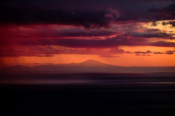 Etna sunset over the sea