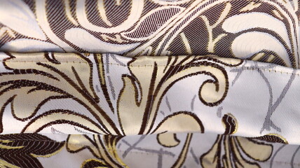 Curtain fabric folds close up.Technological process of sewing curtains.