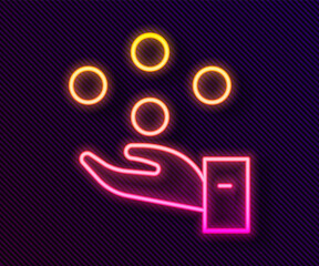 Glowing neon line Juggling ball icon isolated on black background. Vector.
