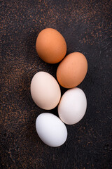 Chicken eggs gradient from light to dark
