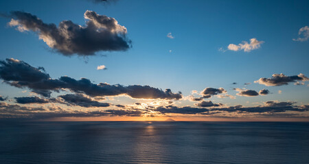 Stromboli sunset over the sea