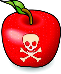 Concept: a red poisoned apple.