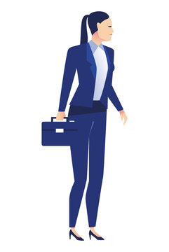 elegant businesswoman worker standing with portfolio character
