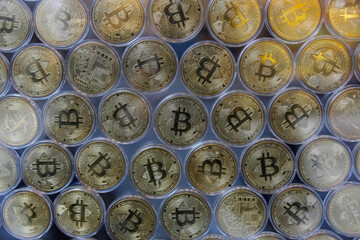 Bitcoin Shows On Screen. Close Up shot