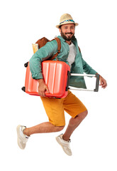 Excited man going on summer vacation