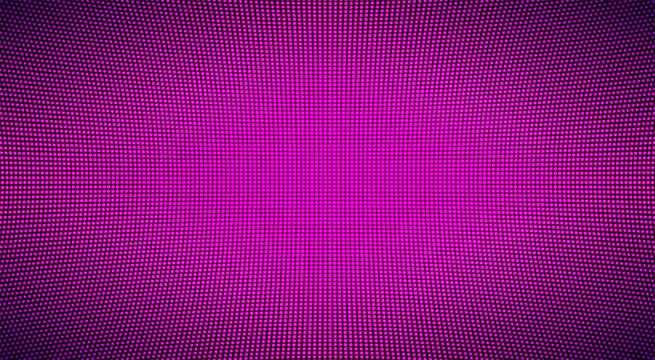 Led screen texture. Digital display. TV pixel background. Lcd monitor with dots. Pink television videowall. Electronic diode effect. Projector grid template. Vector illustration.