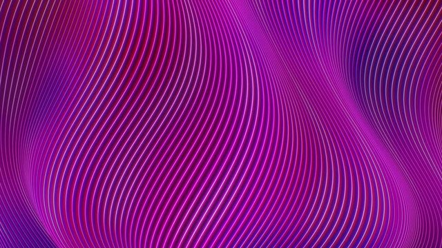 Glowing Neon Line Wave Curve Abstract Shiny Surface Flows and Bends - 4K Seamless VJ Loop Motion Background Animation