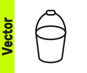 Black line Fire bucket icon isolated on white background. Metal bucket empty or with water for fire fighting. Vector.