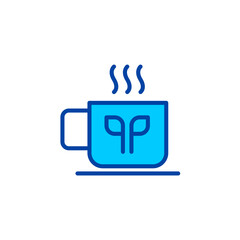Hot tea icon. Icon for cafe and restaurant in blue style.