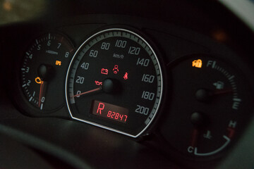 Fototapeta premium Speedometer display of an old suzuki swift car