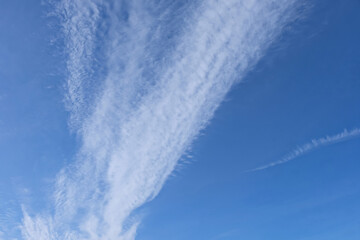 Skyscape blue sky and clouds. A skyscape with summer blue sky and clouds