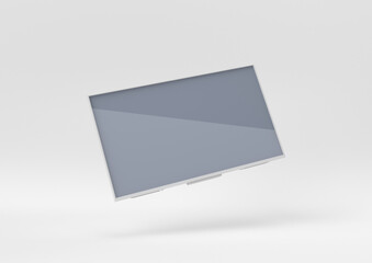 white tv floating on white background. minimal concept idea. 3D render.