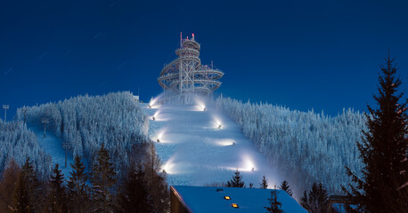 Ski resort Dolni Morava during christmas time. Beautiful winter atmosphere.