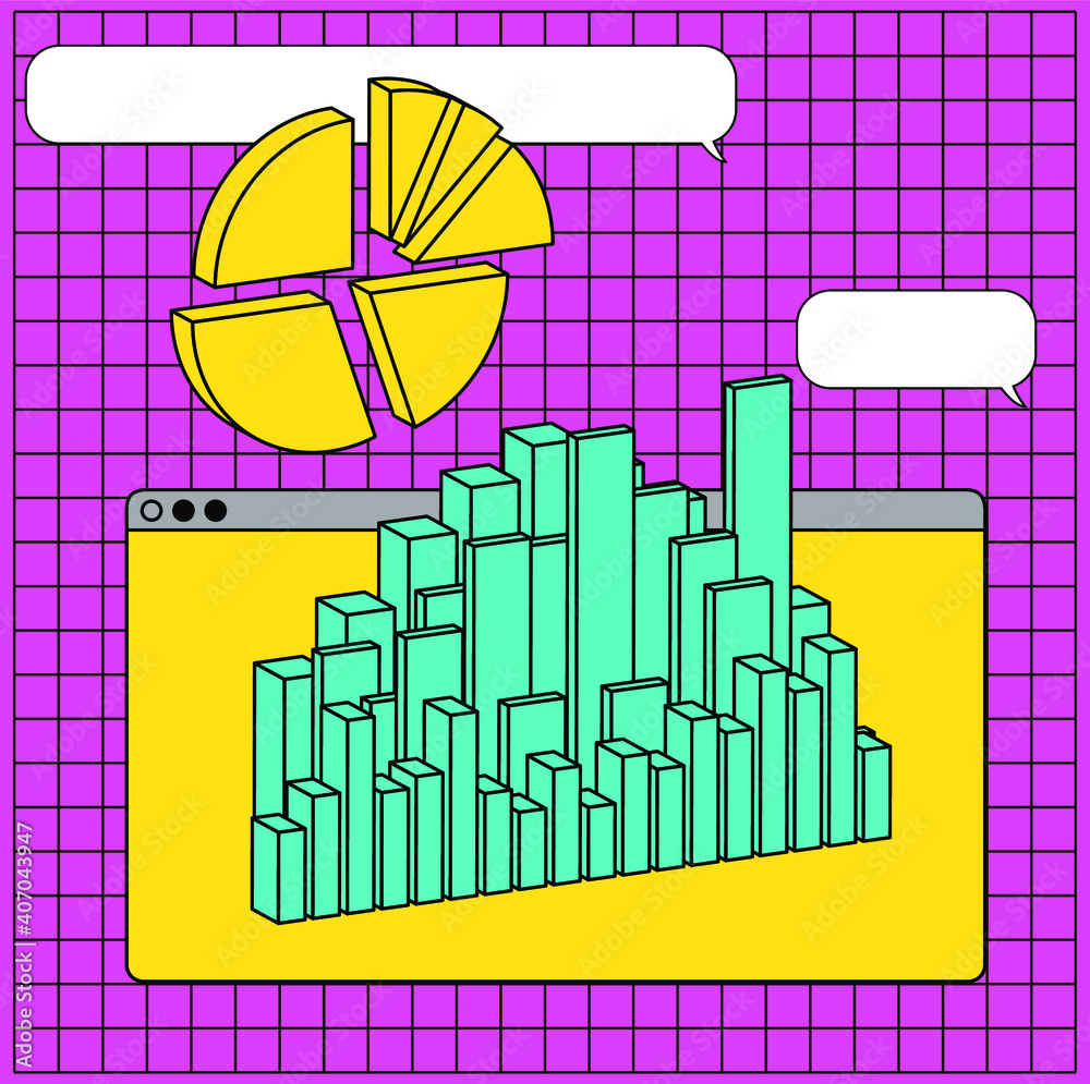 Poster Composition of abstract graphs, plots and charts. Concept of data visualization and analysis.