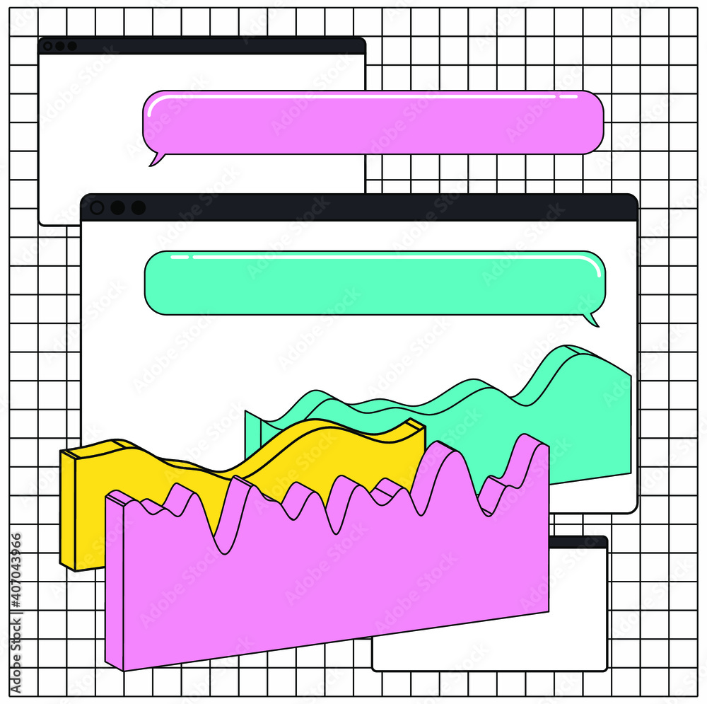 Aufkleber Composition of abstract graphs, plots and charts. Concept of data visualization and analysis.
