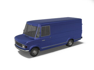 3d rendering blue cargo minivan on white background with shadow