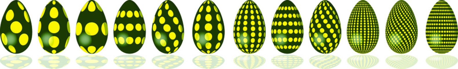set of 3d green eggs in a circle for Easter on isolated on white background 