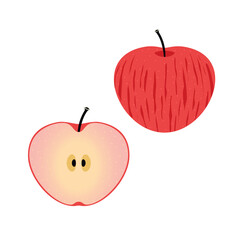 Fresh Red Apple flat color vector illustration