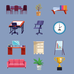 bundle of nine office set icons