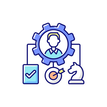 Operations management RGB color icon. Maximizing organization profit. Production process control. Converting materials and labor into goods and services. Isolated vector illustration