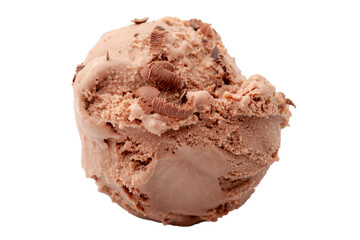 Sweet treat, delicious desserts and summer sweets concept with close up on chocolate chip ice cream ball isolated on white background with clipping path cutout