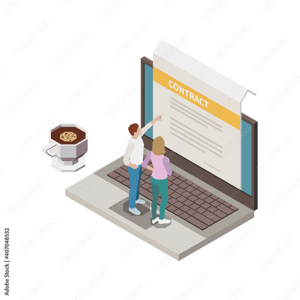 Wall mural Contract Isometric Illustration