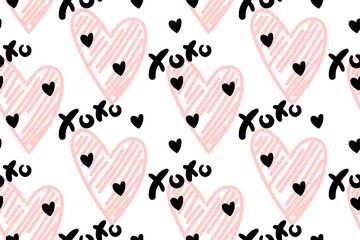 Vector abstract seamless XOXO pattern.