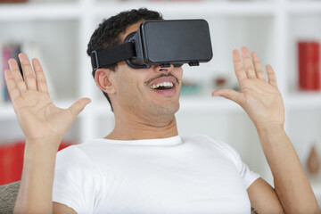 man with virtual glasses - surprised expression