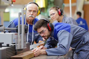portrait of construction worker and apprentices